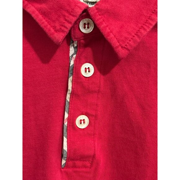 Burberry Toddler Polo Shirt Red Checkered Trim Short Sleeve 2Y Cotton - Picture 3 of 6